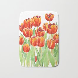 orange tulips  flowers watercolor Bath Mat