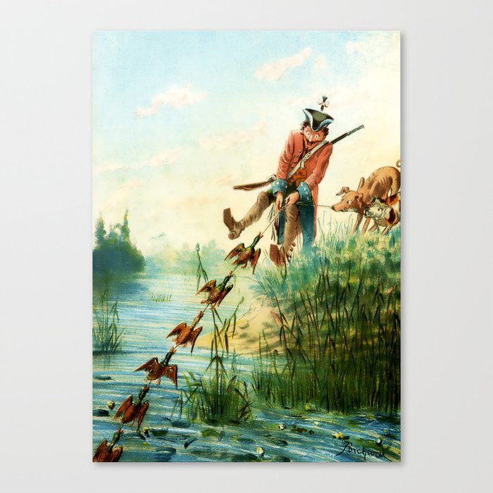 Baron Munchausen Catching Ducks Canvas Print