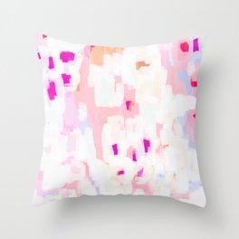 Netta - abstract painting pink pastel bright happy modern home office dorm college decor Throw Pillow