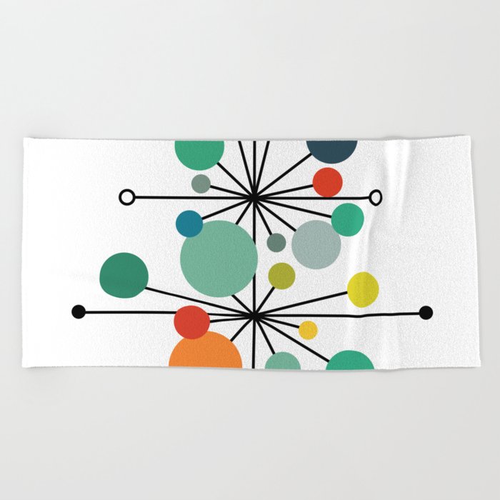 Atomic Age Nuclear Abstract Motif — Mid Century Modern Pattern Beach Towel