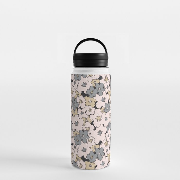 Big abstract flower pattern in neutral colors Water Bottle