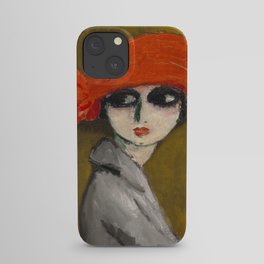 The Corn Poppy portrait painting of a young woman in searing red hat by Kees van Dongen iPhone Case