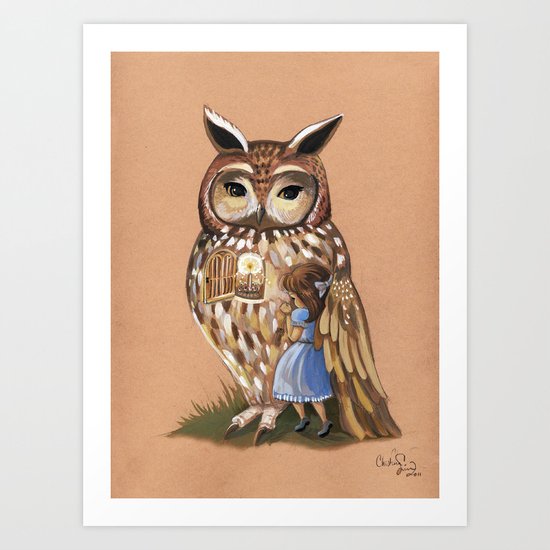 Under His Wing -Owl Print Art Print
