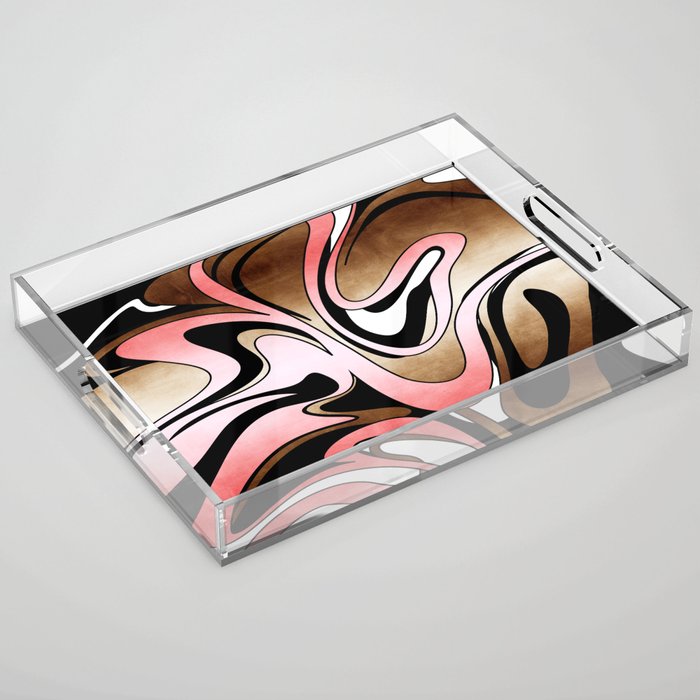 Liquify Watercolor // Blush Pink, Brown, Black and White Acrylic Tray