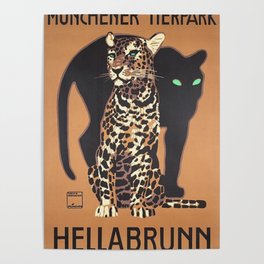 1912 Munich Zoo Green-Eyed Leopold Vintage Advertising Poster Poster
