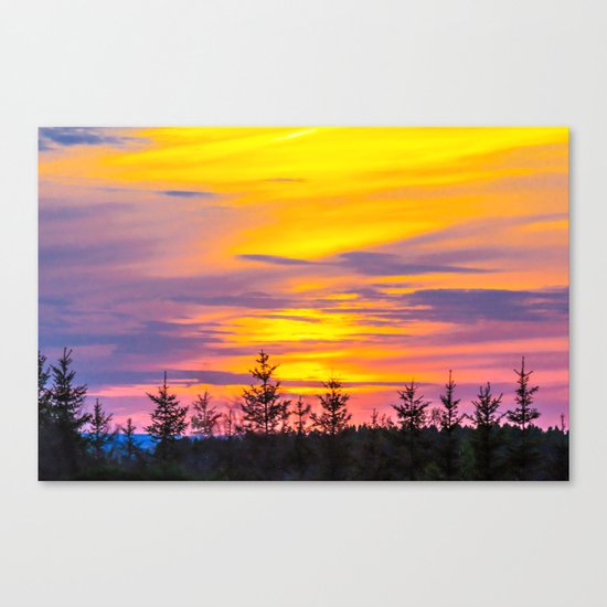 Sunset above the forest Canvas Print