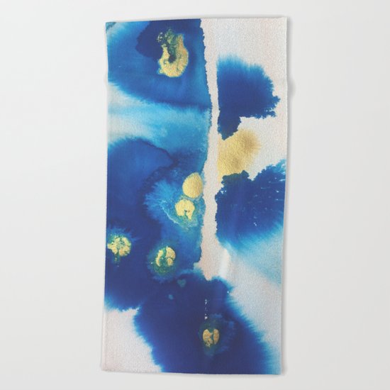 Cool Blues N Gold Beach Towel