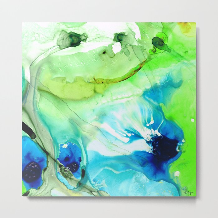 Blue And Green Abstract - Land And Sea - Sharon Cummings Metal Print