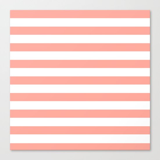 Simply Striped in Salmon Pink and White Canvas Print