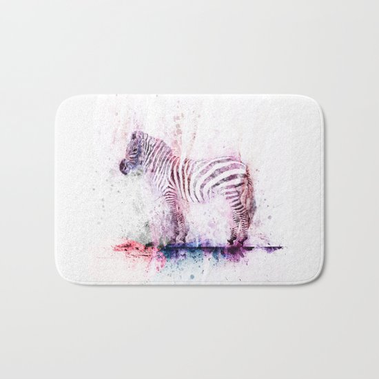 Watercolor Wash Zebra Bath Mat