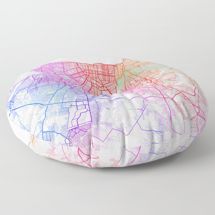 Fortaleza City Map of Ceara, Brazil - Colorful Floor Pillow