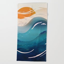 Abstract Waves Beach Towel