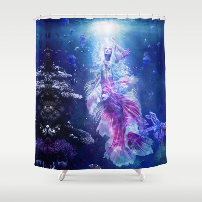 The Mermaid's Encounter Shower Curtain