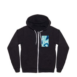 Blue and Cyan Abstract Liquid Grooves  Zip Hoodie