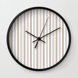 Tan And Black Stripes On White Vintage Striped Pattern Aesthetic Wall Clock