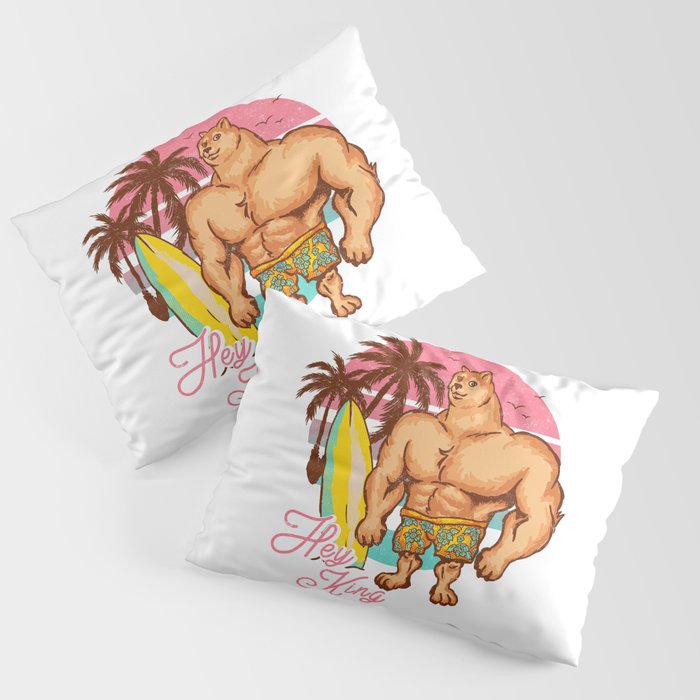 Swole Doge at the Beach Pillow Sham