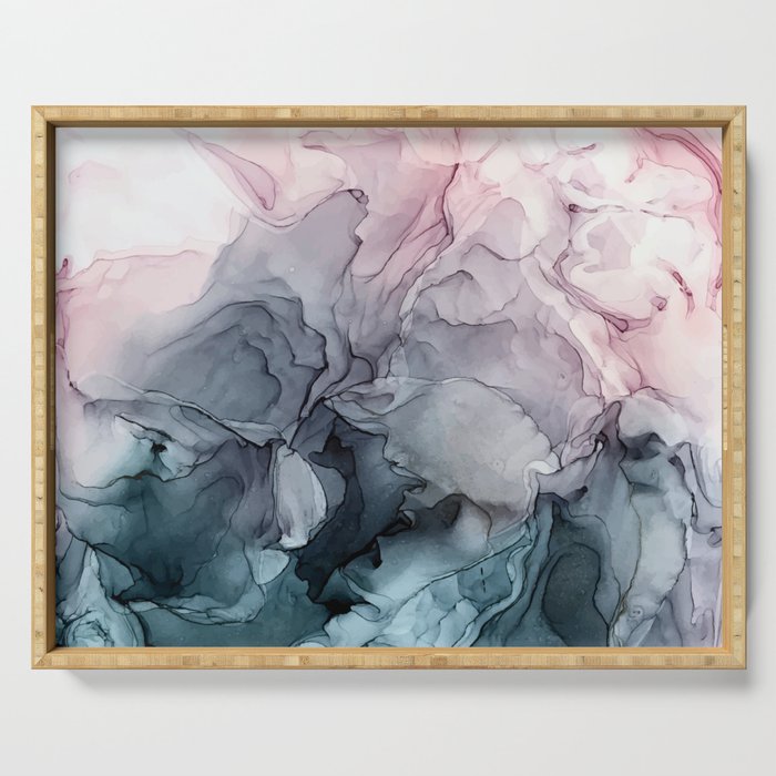 Blush And Payne S Grey Flowing Abstract Painting Serving Tray By Elizabethschulz Society6