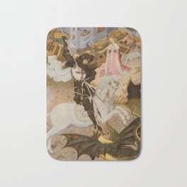 Saint George and the Dragon Medieval Painting Bath Mat | Beast, Fiction, Medieval, Middleages, Painting, Knight, Queen, Fantastic, Retro, Saint 