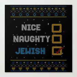 Funny Nice Naughty Jewish Menorah Hanukkah Canvas Print