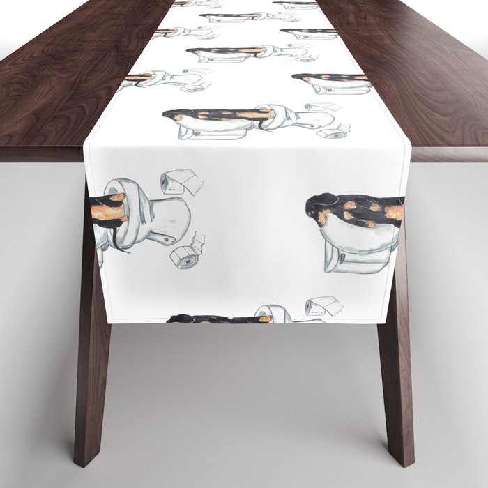 Dachshund dog toilet Painting Wall Poster Watercolor Table Runner