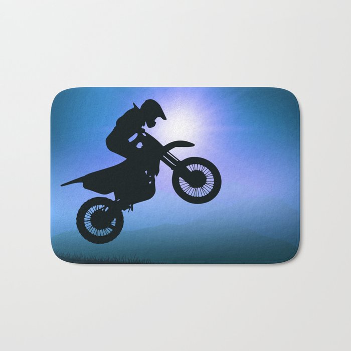 Mountain Motorcycle Adventure - Blue Bath Mat