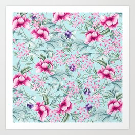 Floral Pattern Mint Art Print
