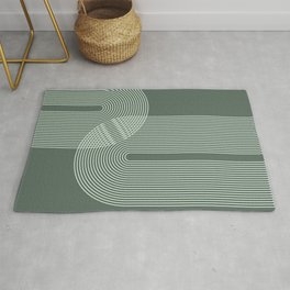 Geometric Lines in Sage Green 2 (Rainbow Abstraction) Area & Throw Rug