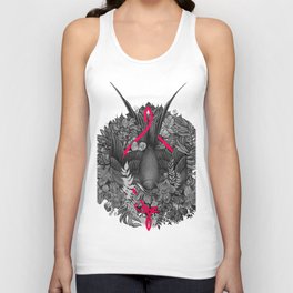 Bird and blossoms | black and grey Unisex Tank Top
