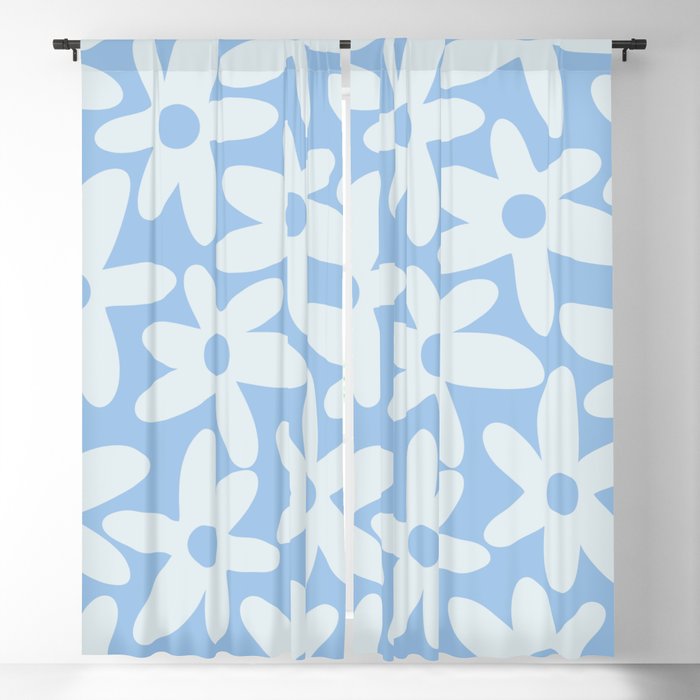 Daisy Time Floral Pattern in Powder Blue Blackout Curtain