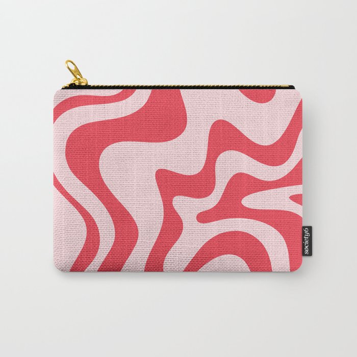 Retro Liquid Swirl Abstract Pattern Cherry Pink Carry-All Pouch