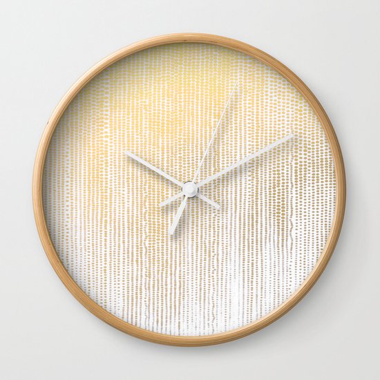 Gold Foil Brushstroke Watercolor Ink Stripes Waterfall Rain Dots Abstract Pattern Wall Clock By Thestylinghouse Society6