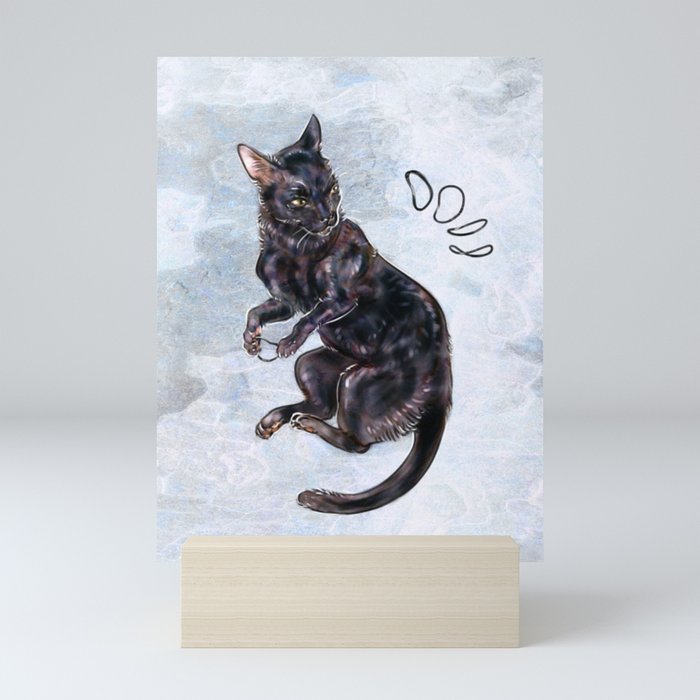 Commission - Arlo's black cat Mini Art Print