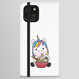 Japanese Rainbow Unicorn Loves Ramen Pasta iPhone Wallet Case