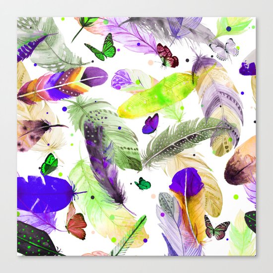 feathers and butterflies Canvas Print