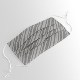 [ Thumbnail: Dark Grey and Dim Grey Colored Lined/Striped Pattern Face Mask ]