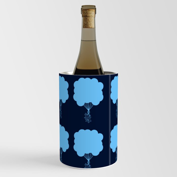Pastel Blue Party Balloons Silhouette Wine Chiller