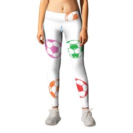 Soccer balls doodle pattern. Digital Illustration Background Leggings