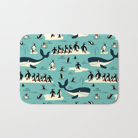 Whales and penguins Bath Mat