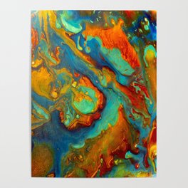 Patina Swirl Poster | Blue, Painting, Copper, Swirl, Jupiter, Teal, Acrylic, Patina, Metallic, Rust 
