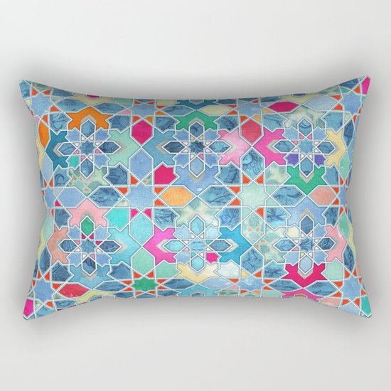 Pretty Pastel Moroccan Tile Mosaic Pattern Rectangular Pillow