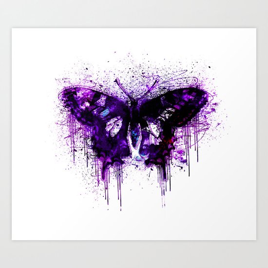 Crazy Butterfly artistic mixed media Art Print