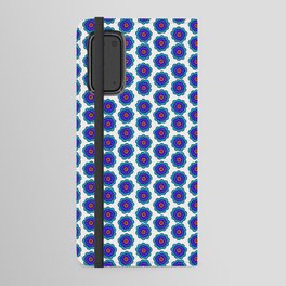 Simple Blue Flowers with Polka Dots on White Android Wallet Case
