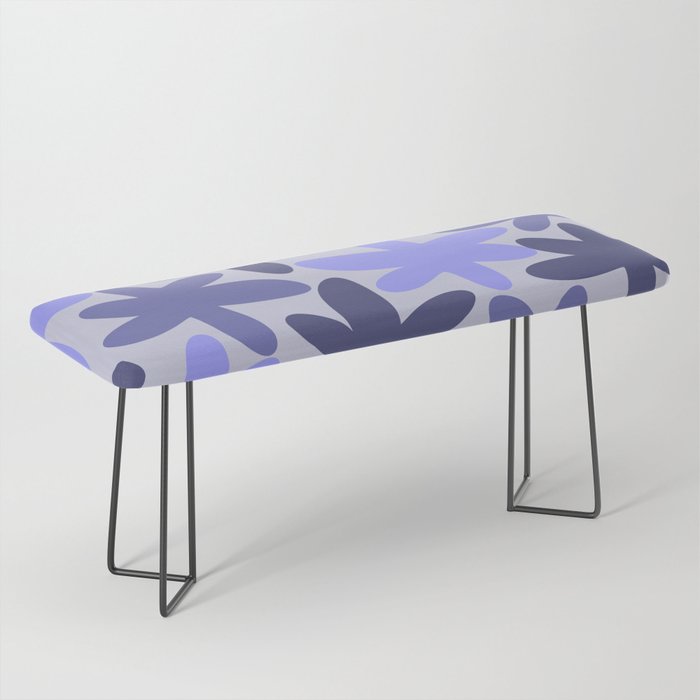 Daisy Time Retro Floral Pattern in Periwinkle Purple Tones Bench