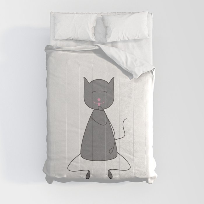 Cute grey colored cat Comforter