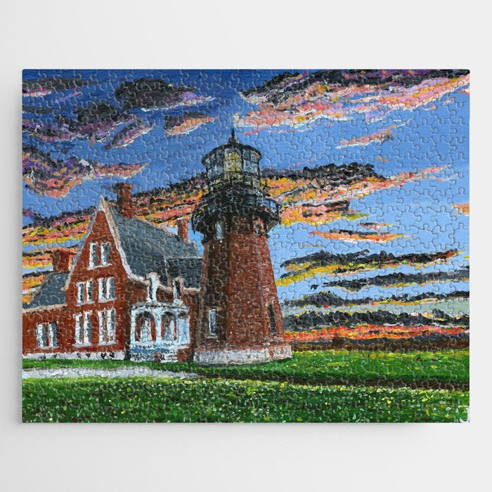 Block Island South Lighthouse Painting Jigsaw Puzzle
