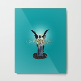 Fleeting Existence for the Elated Insistent Metal Print | Angel, Collage, Marble, Glitter, Turqoise 