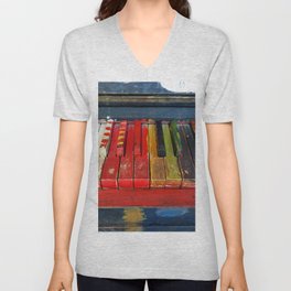 Arts and crafts colorful painted piano keys musical color photograph / photography for home and wall decor V Neck T Shirt