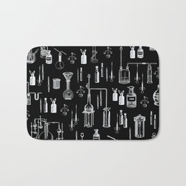 Mad Science Bath Mat | Graphicdesign, Lab, Jars, Dictionary, Digital, Beekers, Props, Chemistry, Blackandwhite, Antique 