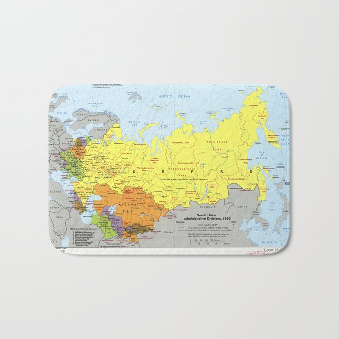 Soviet Union Administrative Divisions Map (1983) Bath Mat