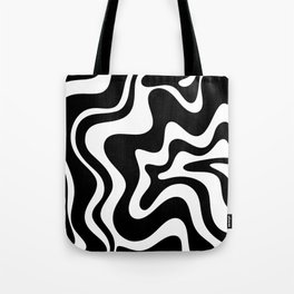 Liquid Swirl Abstract Pattern in Black and White Tote Bag